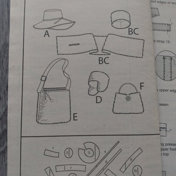 Vogue Fur Hat, Scarves and Purse Bags Sewing Pattern Winter Wear UNCUT 8141 - Picture 9 of 9